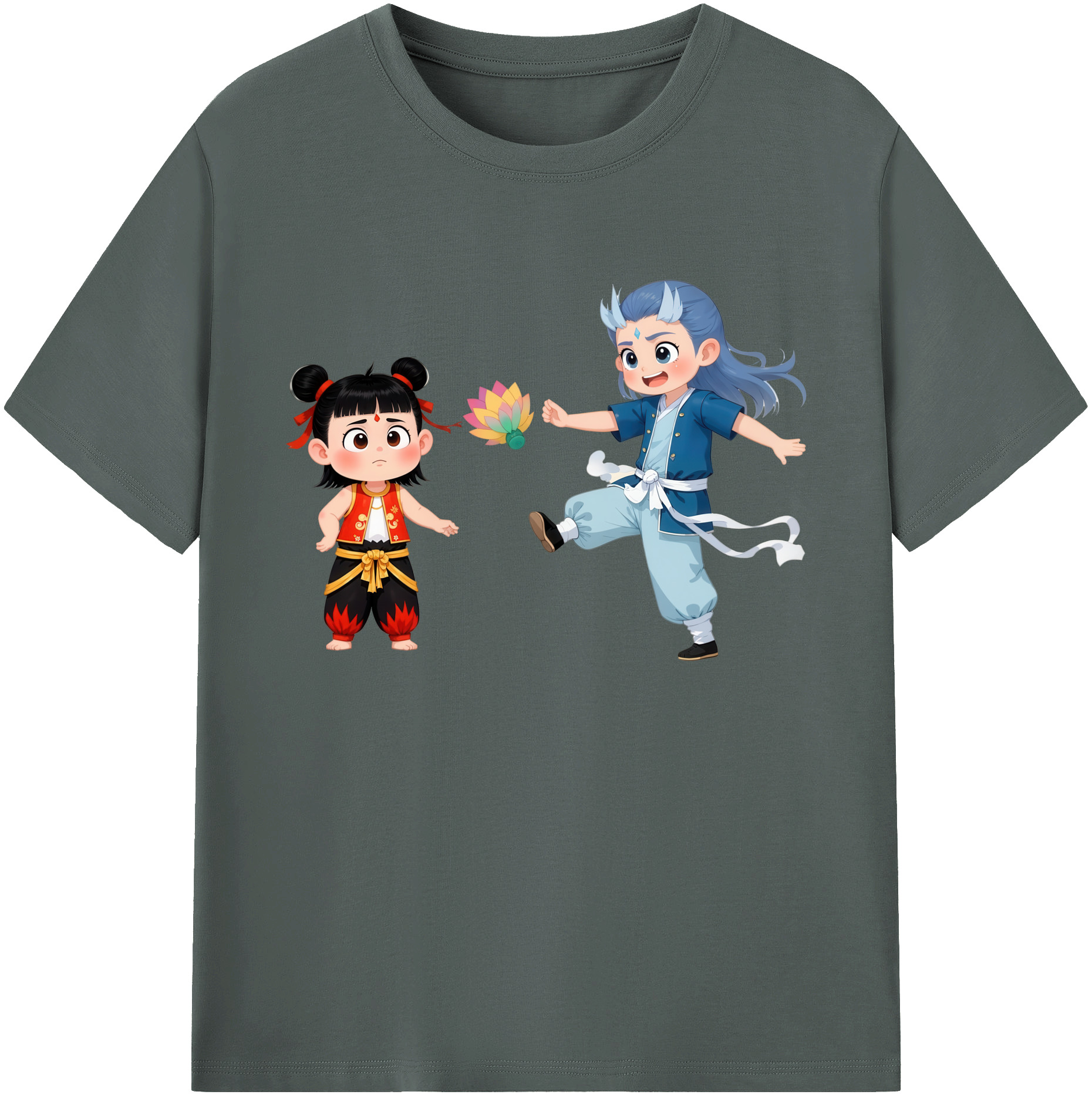 （画像用） Ne Zha 2 ナタ 魔童の大暴れ 綿100％ メンズ半袖Tシャツ｜肌触りやわらか＆通気性